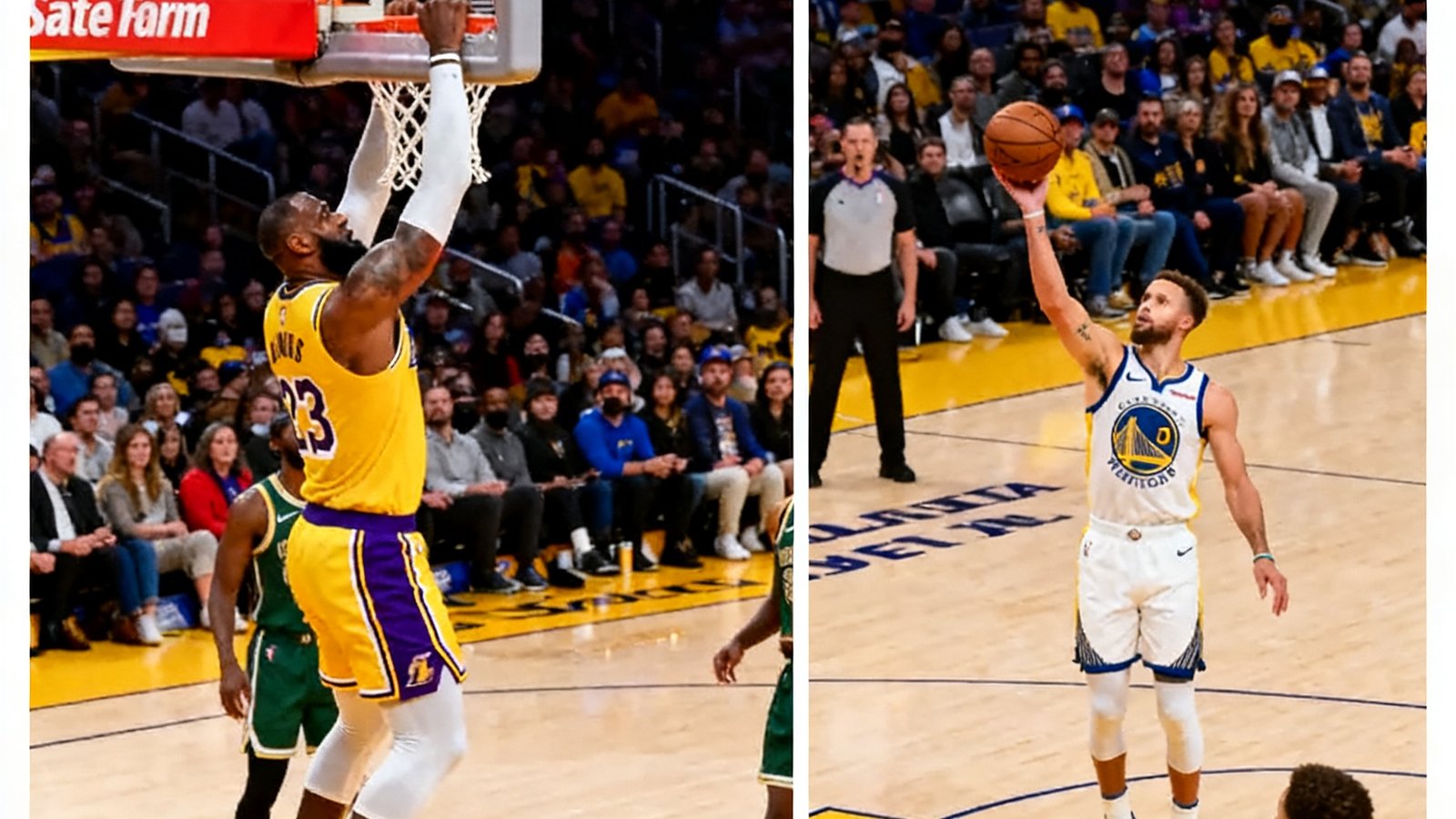 88看球-NBA湖人勇士单节集锦包含詹姆斯战斧扣篮与库里超远三分